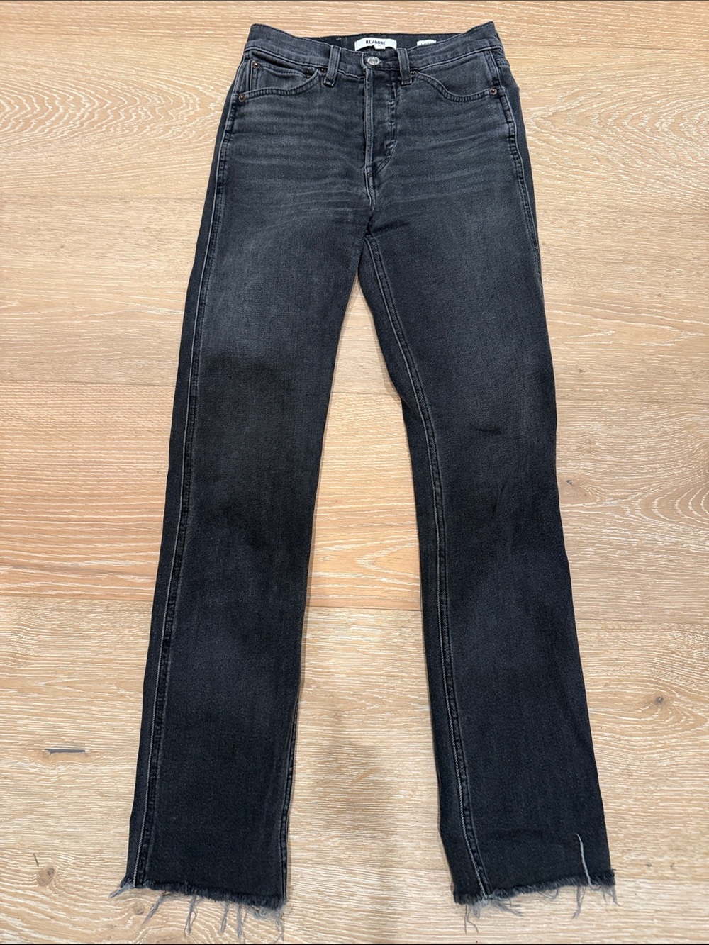 Re/Done Black Flare Jeans with Raw Hem Size 24